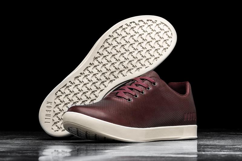 Women's Nobull Leather Trainers Burgundy | SG R2970V